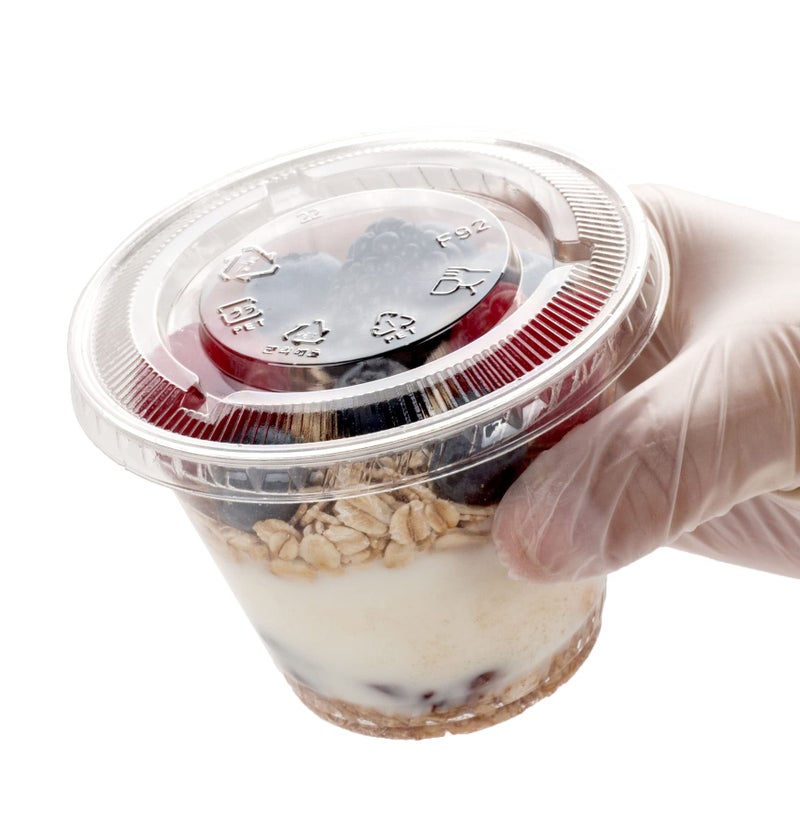 Golden Apple Cup series, 9oz Clear Plastic cups with Flat lids no hole 50sets - Image 1